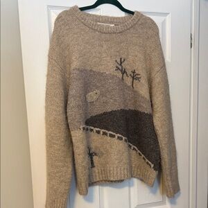 Cozy Beige Landscape Sweater